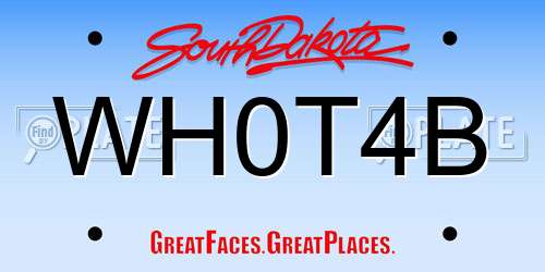 WH0T4B South Dakota License Plate