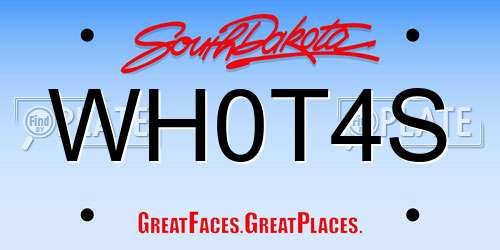 WH0T4S South Dakota License Plate