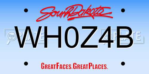 WH0Z4B South Dakota License Plate