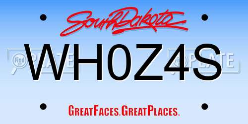 WH0Z4S South Dakota License Plate