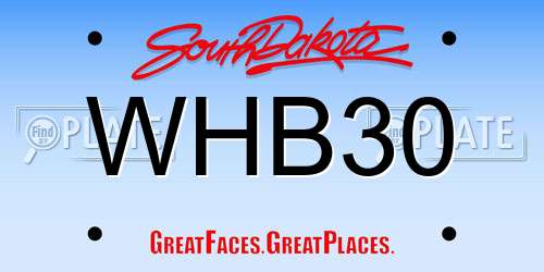 WHB30 South Dakota License Plate