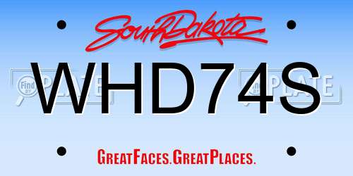 WHD74S South Dakota License Plate