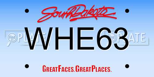 WHE63 South Dakota License Plate
