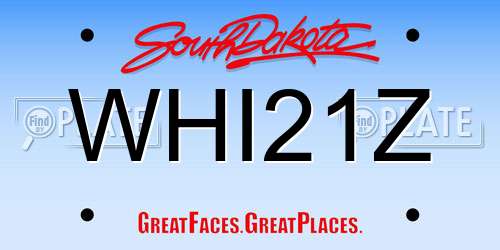 WHI21Z South Dakota License Plate