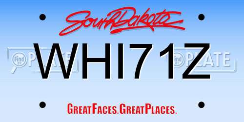 WHI71Z South Dakota License Plate