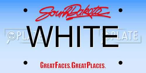 WHITE South Dakota License Plate