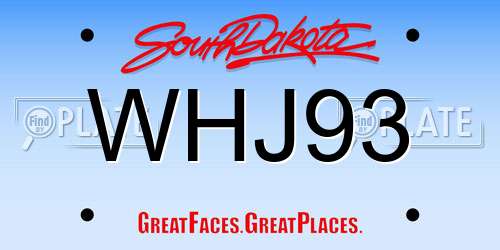 WHJ93 South Dakota License Plate