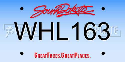 WHL163 South Dakota License Plate