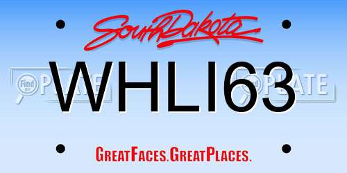 WHLI63 South Dakota License Plate