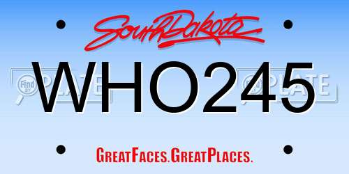 WHO245 South Dakota License Plate