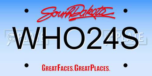 WHO24S South Dakota License Plate