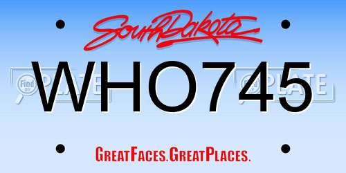 WHO745 South Dakota License Plate