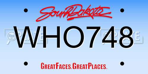 WHO748 South Dakota License Plate