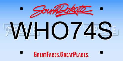 WHO74S South Dakota License Plate
