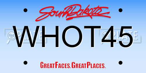 WHOT45 South Dakota License Plate