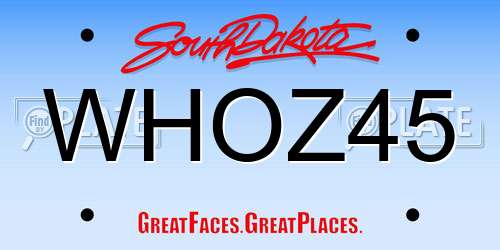 WHOZ45 South Dakota License Plate