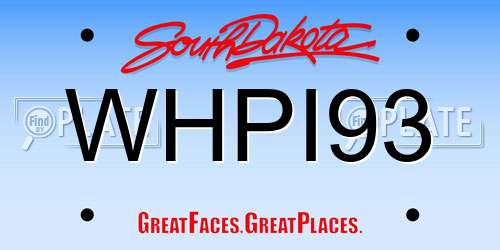 WHPI93 South Dakota License Plate