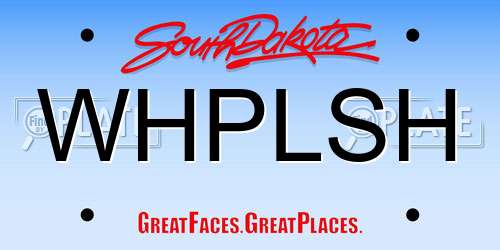 WHPLSH South Dakota License Plate