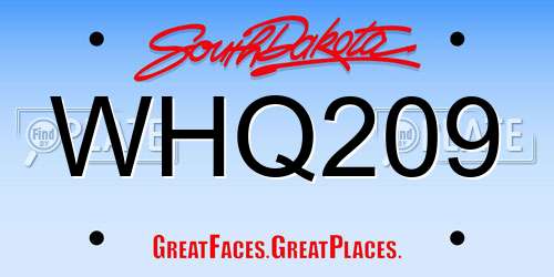 WHQ209 South Dakota License Plate