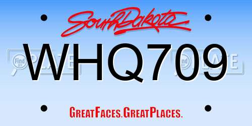 WHQ709 South Dakota License Plate