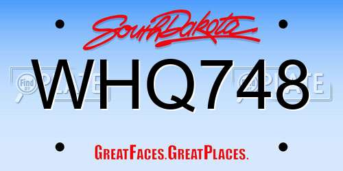 WHQ748 South Dakota License Plate