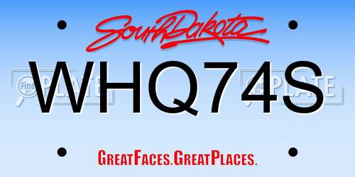 WHQ74S South Dakota License Plate