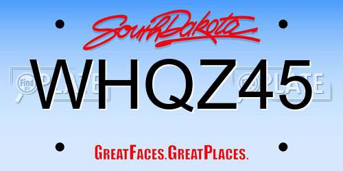 WHQZ45 South Dakota License Plate