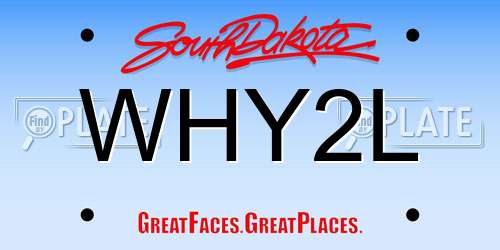 WHY2L South Dakota License Plate