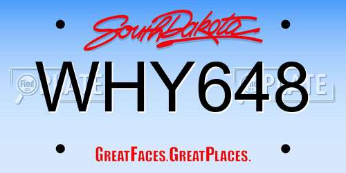 WHY648 South Dakota License Plate