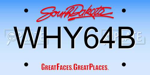 WHY64B South Dakota License Plate