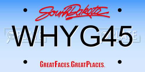 WHYG45 South Dakota License Plate