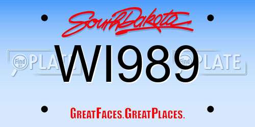 WI989 South Dakota License Plate