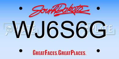 WJ6S6G South Dakota License Plate