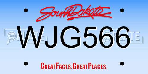 WJG566 South Dakota License Plate