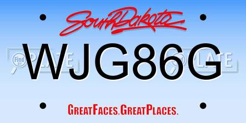 WJG86G South Dakota License Plate