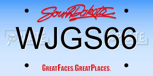 WJGS66 South Dakota License Plate