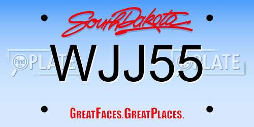 WJJ55 South Dakota License Plate