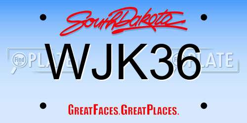 WJK36 South Dakota License Plate