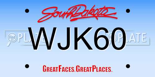 WJK60 South Dakota License Plate
