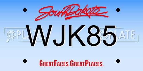 WJK85 South Dakota License Plate