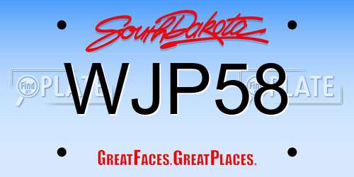 WJP58 South Dakota License Plate