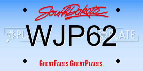 WJP62 South Dakota License Plate