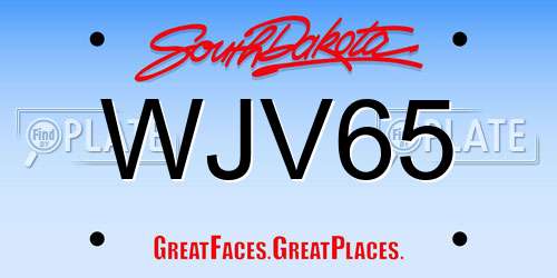 WJV65 South Dakota License Plate