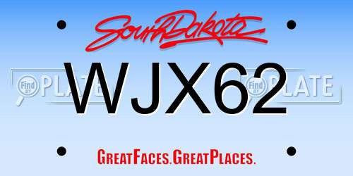 WJX62 South Dakota License Plate