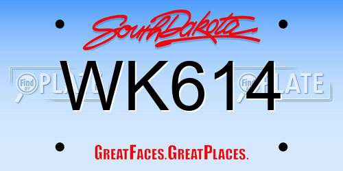 WK614 South Dakota License Plate