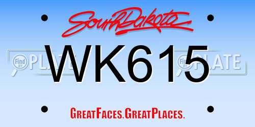 WK615 South Dakota License Plate