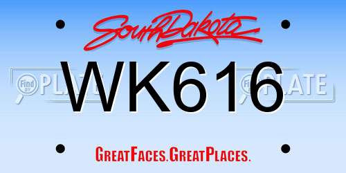WK616 South Dakota License Plate