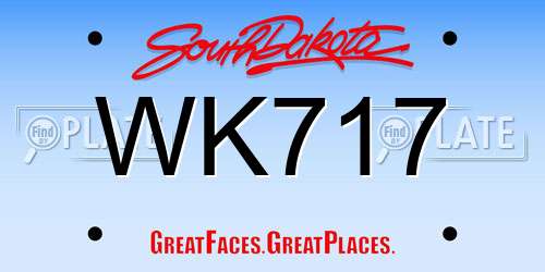 WK717 South Dakota License Plate