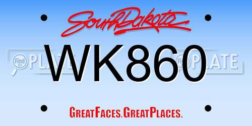 WK860 South Dakota License Plate
