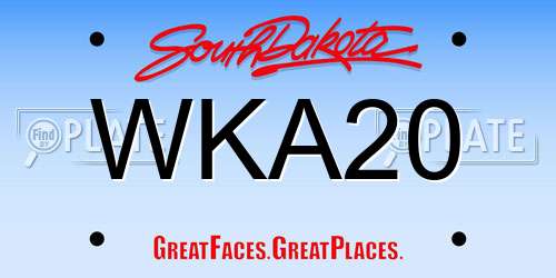 WKA20 South Dakota License Plate